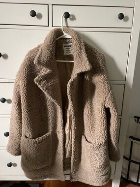 Garage Beige Teddy Coat with Front Pockets